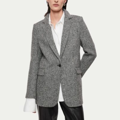 Clothing Jigsaw  | Wool Herringbone Langford Coat Black