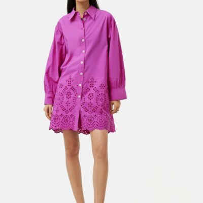 Clothing Jigsaw  | Broderie Beach Shirt Pink Orchid