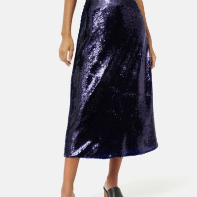 Clothing Jigsaw  | Sequin Midi Skirt Purple