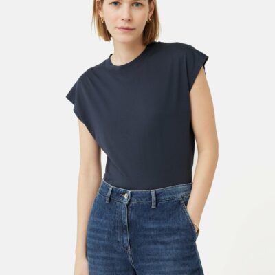 Clothing Jigsaw  | Whitney High Neck T-Shirt Slate