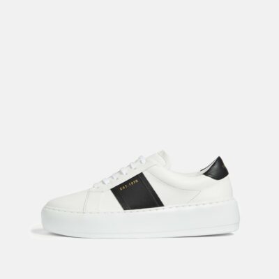 Shoes Jigsaw  | Riva Stripe Leather Trainer White