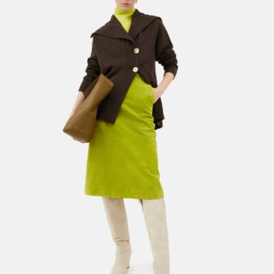 Clothing Jigsaw  | Suede Midi Skirt Green