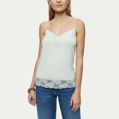 Clothing Jigsaw  | Modal Lace Vest White Sand