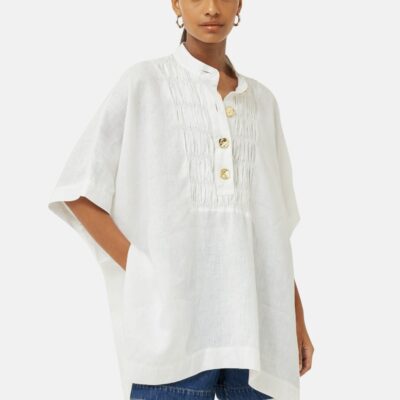 Clothing Jigsaw  | Button Detail Linen Kaftan White