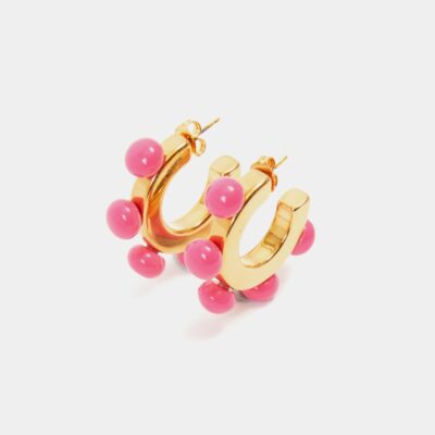 Accessories Jigsaw  | Ball Hoop Earring Pink