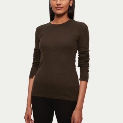 Clothing Jigsaw  | Tencel Wool Long Sleeve Top Brown