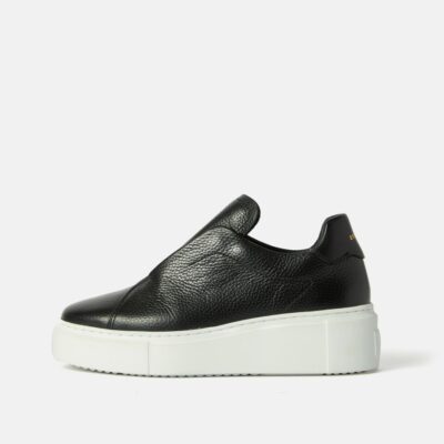 Shoes Jigsaw  | Hicote Leather Slip On Trainer Black