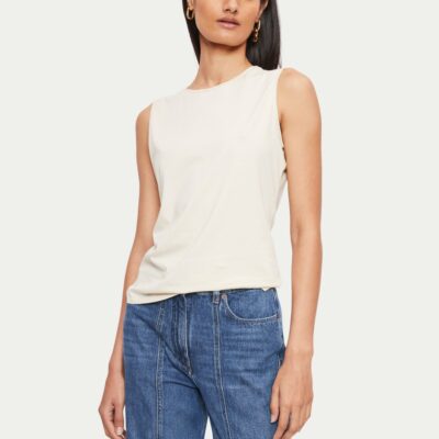 Clothing Jigsaw  | Supima Sleeveless Tee Ivory