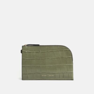 Accessories Jigsaw  | Sophia Croc Leather Pouch Green