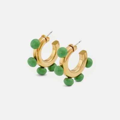 Accessories Jigsaw  | Ball Hoop Earring Green