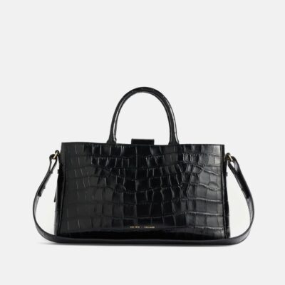 Accessories Jigsaw  | Adela Croc Leather Tote Black