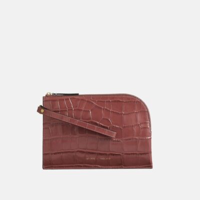 Accessories Jigsaw  | Sophia Croc Leather Pouch Pink