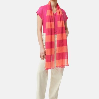 Accessories Jigsaw  | Woven Stripe Scarf Pink